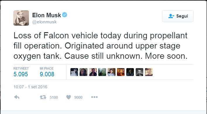 Tweet di Elon Musk