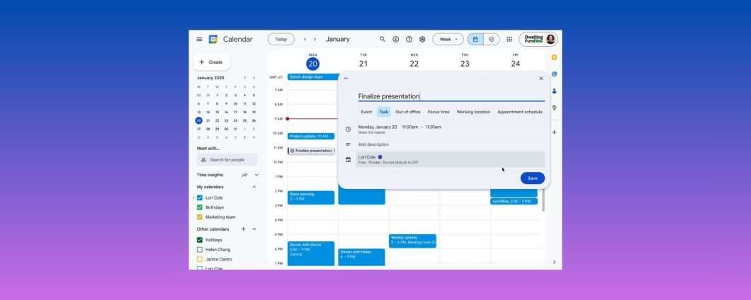Google Calendar permette di impostare blocchi temporali e non solo
