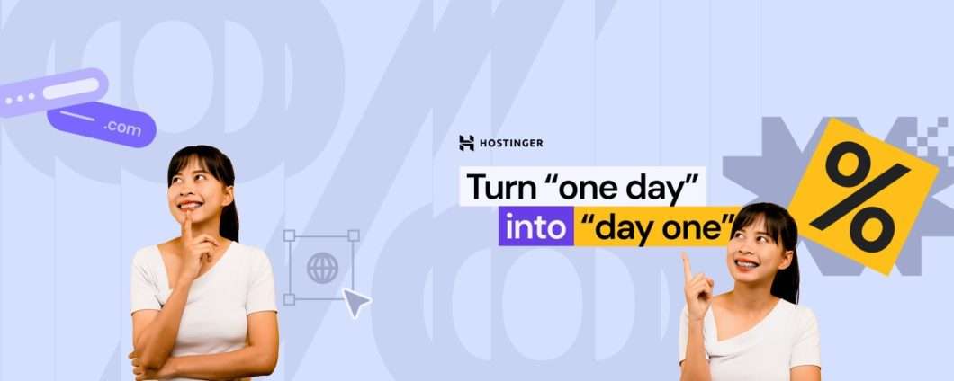 Con Hostinger crei il tuo sito in pochi secondi e con meno di 3€