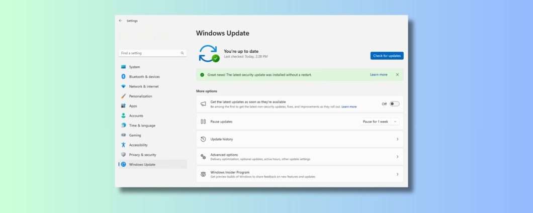 Windows, le patch di sicurezza si installano senza riavvio