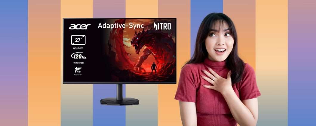 Monitor da gaming acer Nitro da 27 pollici, 120Hz e IPS da 1ms (129€)