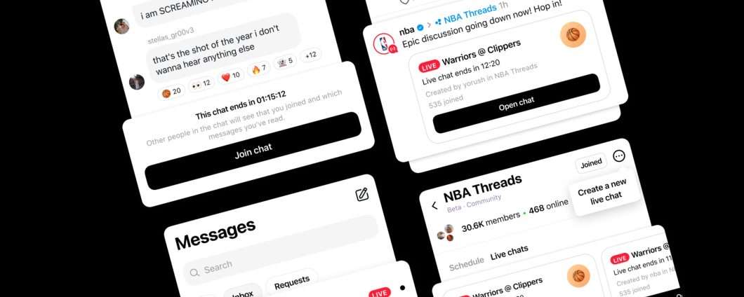 Meta annuncia le Live Chat in Threads