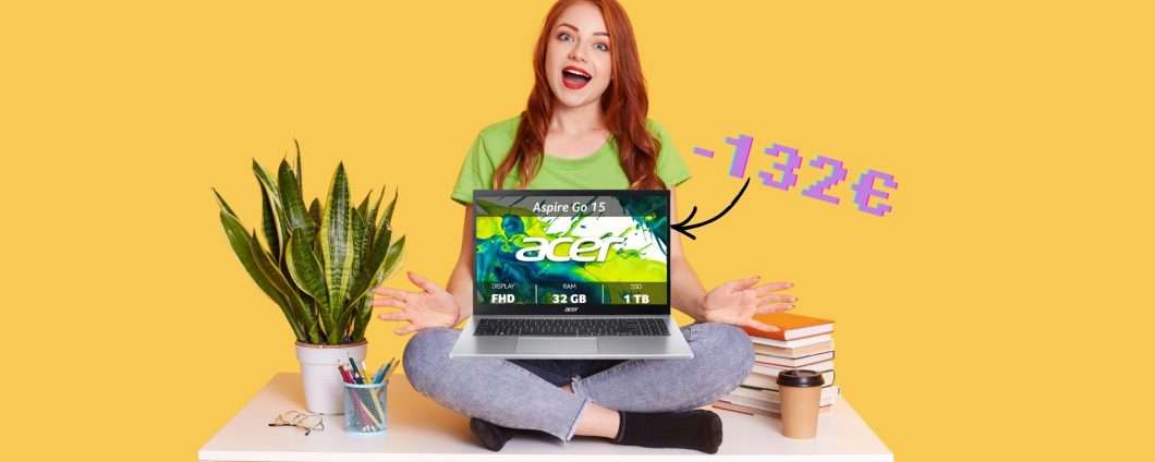 L'acer Aspire Go 15 con Ryzen 5, 32GB di RAM e SSD da 1TB è in super promo