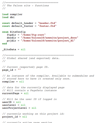 Esempio di codice scritto in Falcon