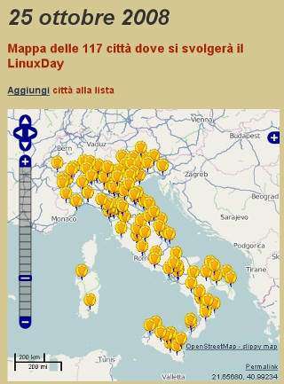 Il 25 è Linux Day 2008 la mappa del Linux Day