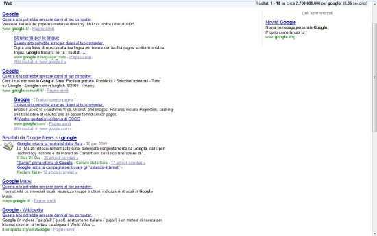 Google - screen di Matteo