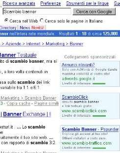 La schermata di Google