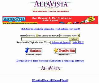 Altavista nel 1996 - da Web Archive