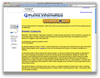 Una pagina di Punto Informatico nel 2000