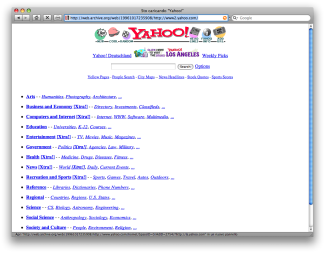 Il potere di Internet - il sito di Yahoo nel 1996