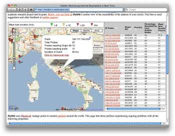 Un particolare della mappa che mostra un problema attualmente in corso in Italia