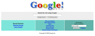 Google agli albori in versione beta