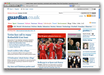 L'homepage di The Guardian