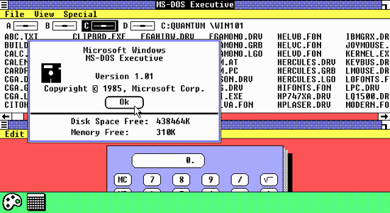 una schermata di Windows 1.0