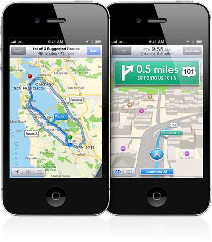 navigazione turn by turn di iOS 6