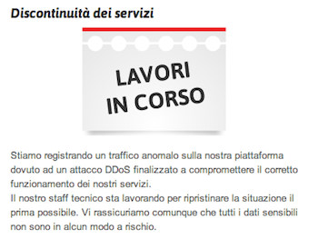 l'avviso sulla homepage di register.it