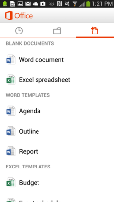 schermata office mobile per android