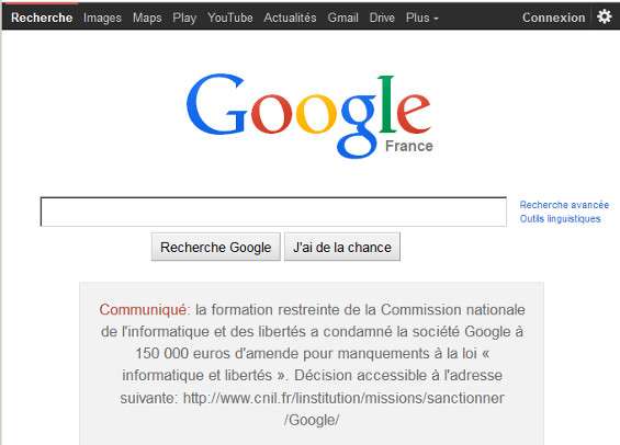 La homepage di Google.fr