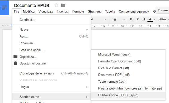 Google Documenti EPUB