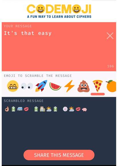 Codemoji cripta i testi utilizzando le emoji