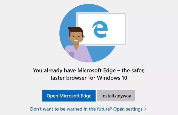 Il messaggio mostrato da Windows 10 durante l'installazione dei browser Chrome e Firefox