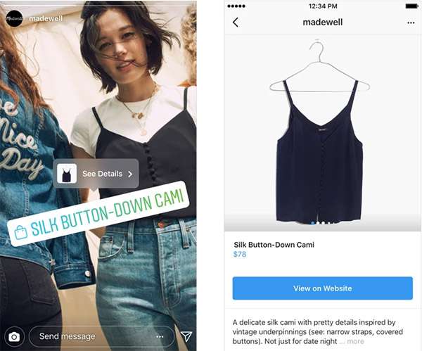 Lo shopping nelle Storie di Instagram