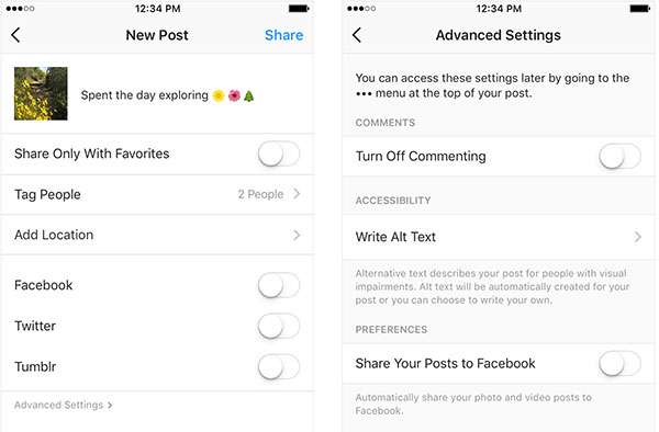 Instagram e accessibilità