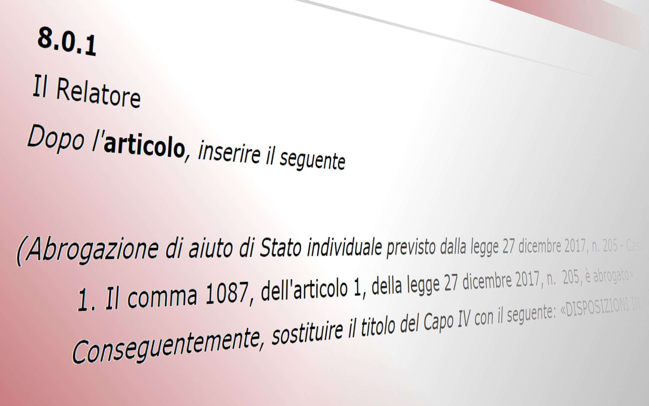 Isiamed, emendamento cancella emendamento