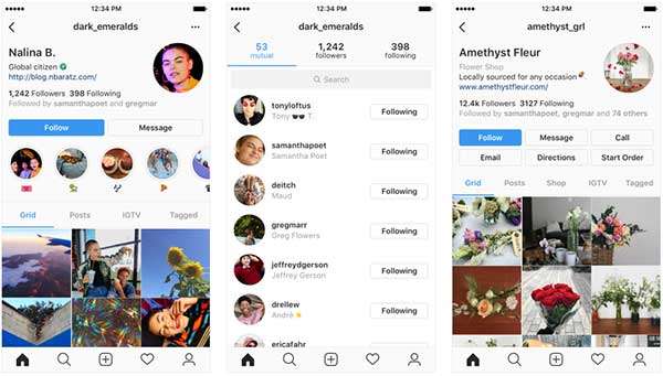 Instagram, un nuovo layout per i profili