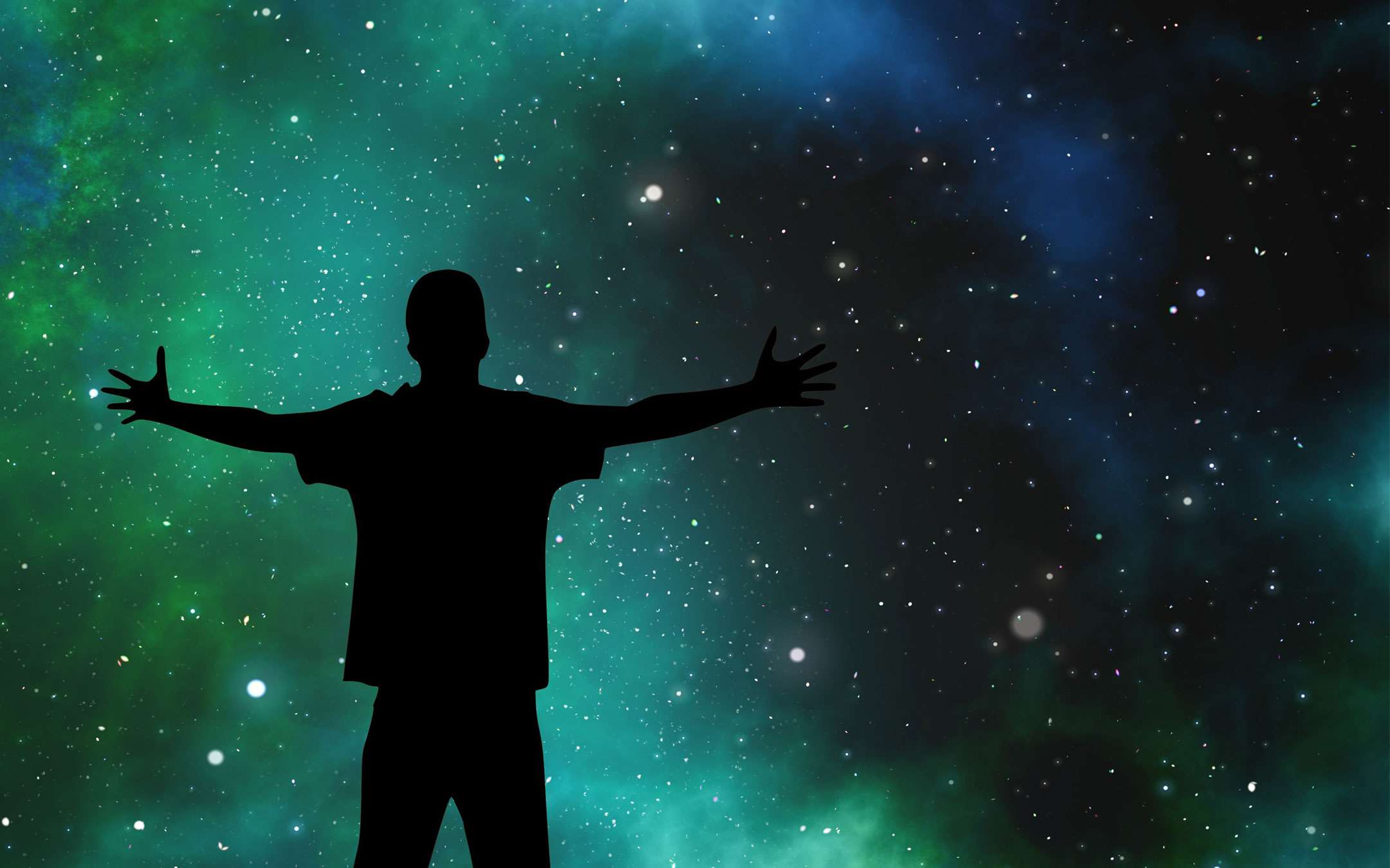Песня покажи звезда. Звездное небо и человек. Силуэты на фоне звездного неба. Человек в космосе.