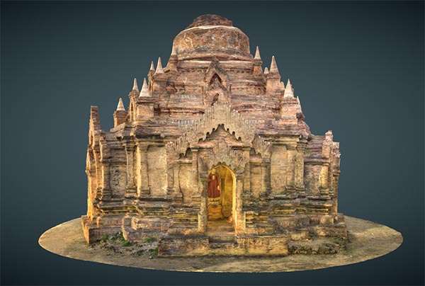 Uno dei templi di Bagan, in 3D