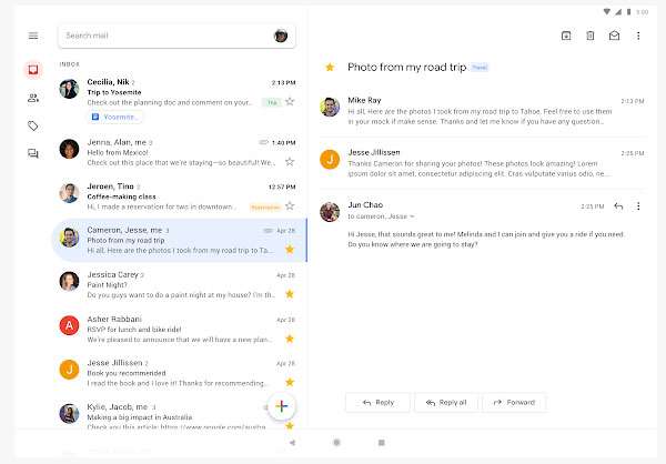 L'app mobile di Gmail in Material Design
