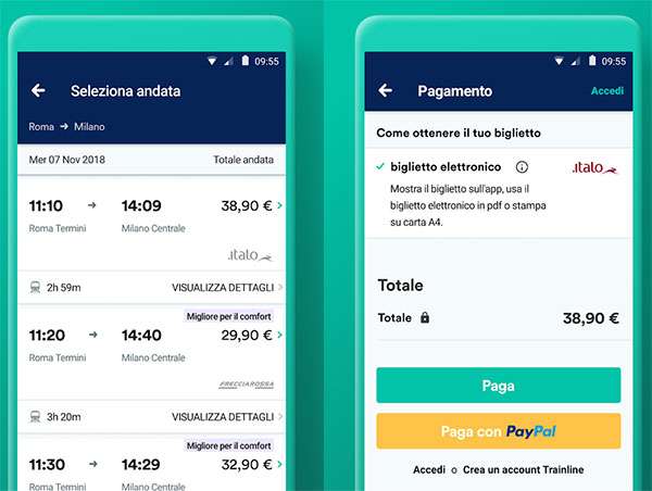 Gli orari dei treni, live sull'app di Trainline