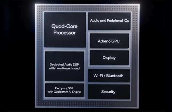 Uno dei system-on-chip Qualcomm QCS400 per i dispositivi audio
