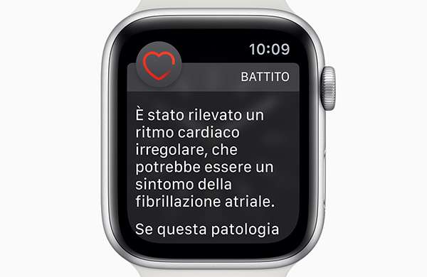 Una notifica dalla funzionalità ECG di Apple Watch
