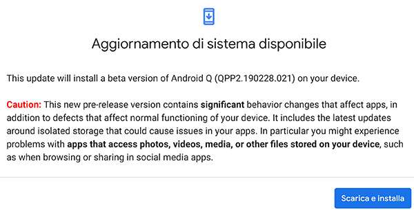 Android Q Beta 2: download e installazione