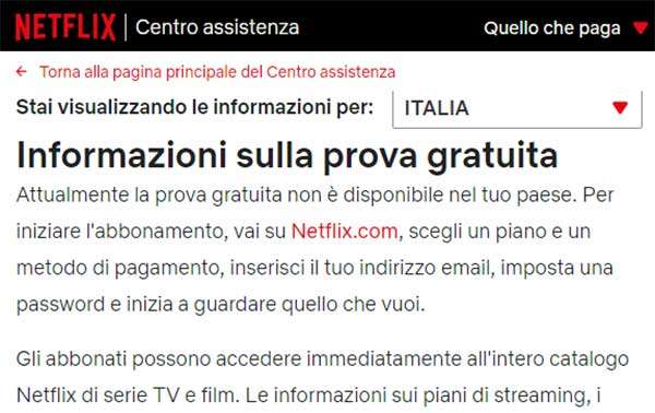 Netflix: niente più mese di prova gratuito per l'Italia