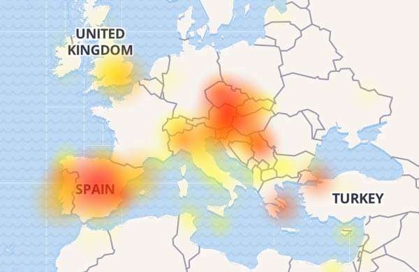 La heatmap del down che interessa Instagram in Europa