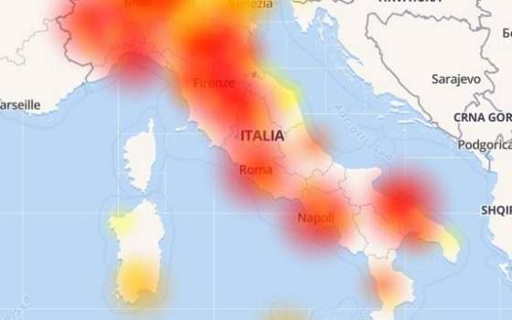 La mappa del blackout Vodafone in Italia