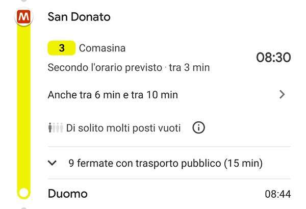 Google Maps: la metro di Milano