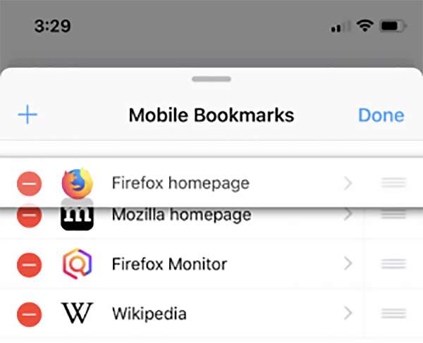 Firefox: l'editing dei preferiti su iOS