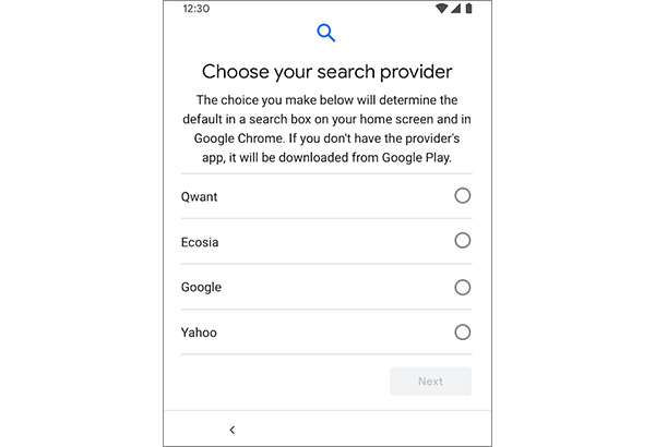 Android permetterà agli utenti di scegliere il motore di ricerca da usare di default