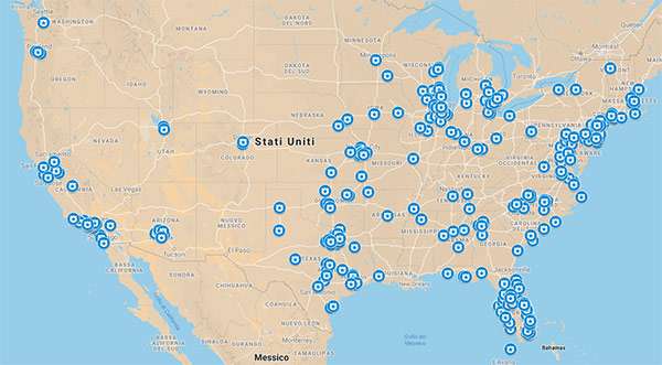 Le 405 città statunitensi nelle quali Ring collabora con le forze di polizia