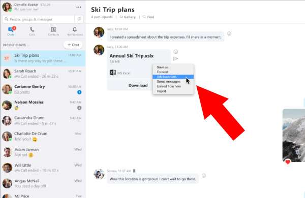 Skype: i messaggi si possono inserire in un elenco di preferiti