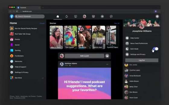 Il vestito nero di Facebook (Dark Mode su desktop)