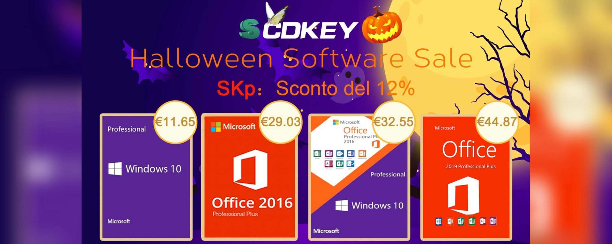 SCDkey per Halloween: Windows 10 11€, Office 2016 29€