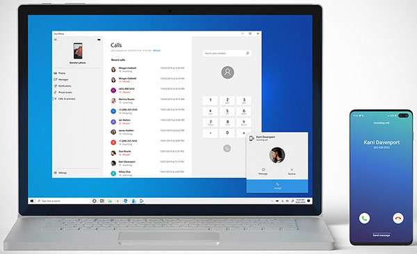Windows 10 20H1 porta le telefonate Android su PC