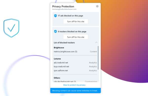 Opera 65: i tracker bloccati