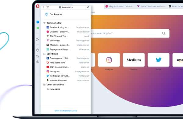 Opera 65: i preferiti nel pannello laterale