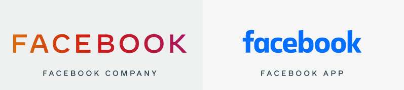 I due loghi di Facebook: uno per l'azienda, l'altro per l'app
